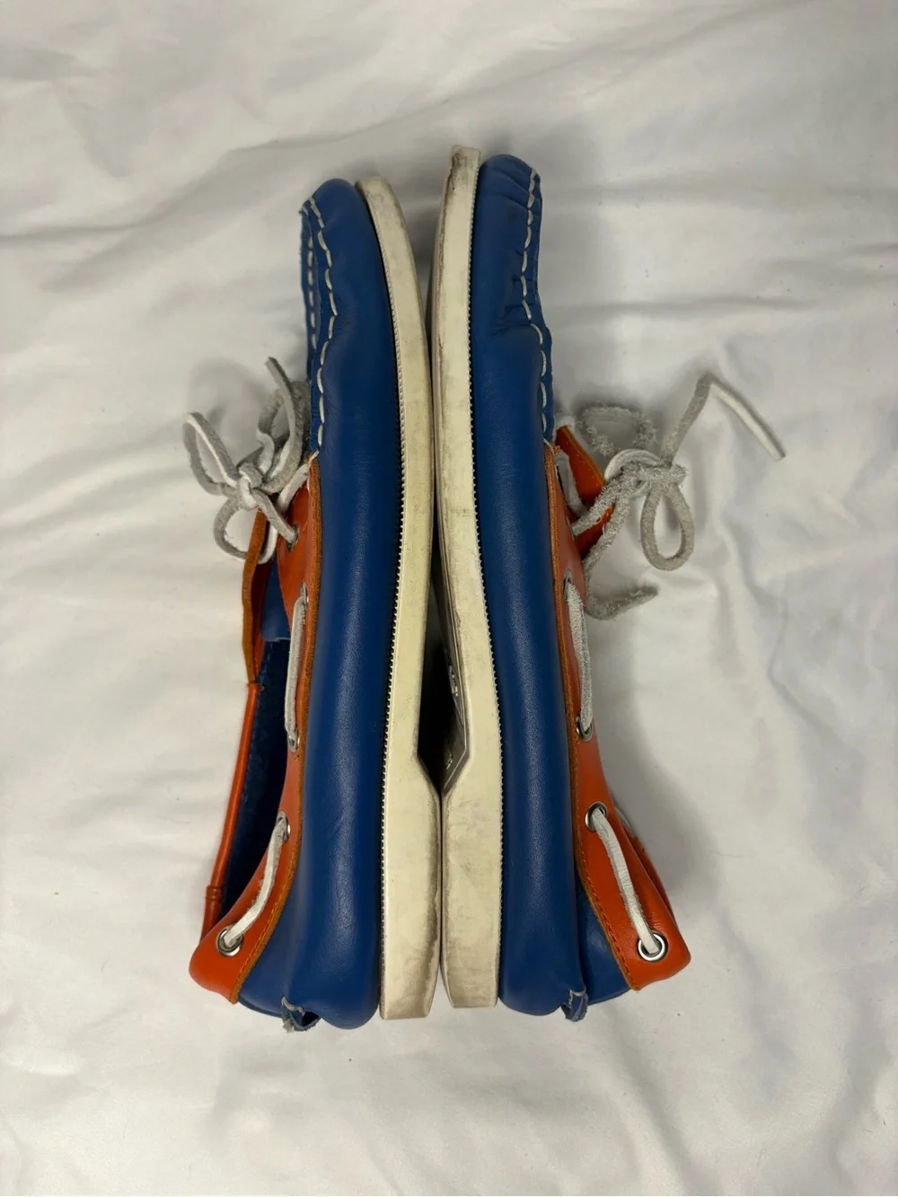 Kids Blue & Orange Boat Shoes